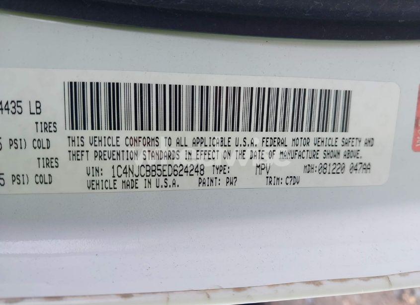 Photo 9 of 2014 Jeep Compass SPORT (VIN 1C4NJCBB5ED624248)