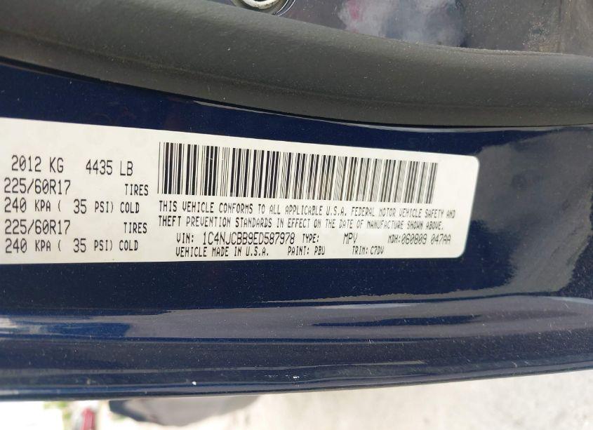 Photo 9 of 2014 Jeep Compass SPORT (VIN 1C4NJCBB9ED587978)