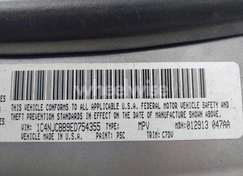 Photo 9 of 2014 Jeep Compass SPORT (VIN 1C4NJCBB9ED754355)