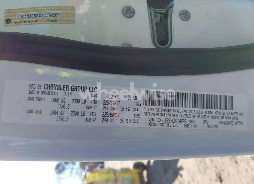 Photo 9 of 2014 Jeep Compass SPORT (VIN 1C4NJCBBXED794203)