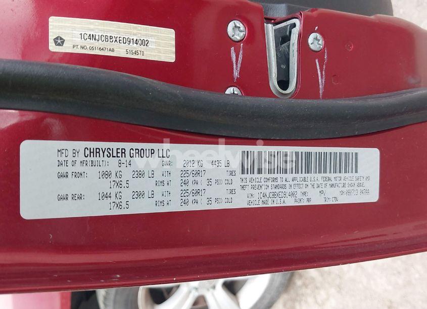 Photo 9 of 2014 Jeep Compass SPORT (VIN 1C4NJCBBXED914002)