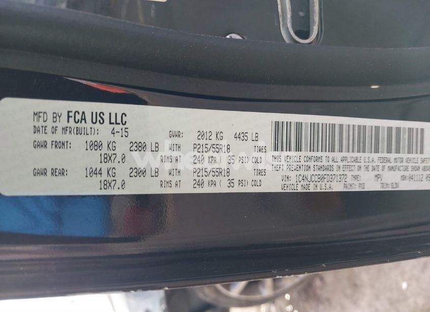 Photo 9 of 2015 Jeep Compass LIMITED (VIN 1C4NJCCB0FD371372)