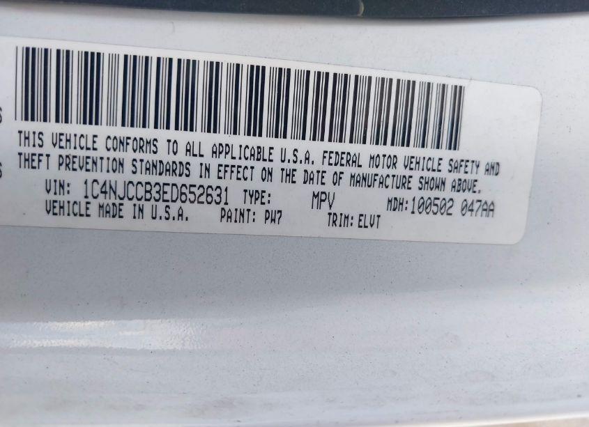 Photo 9 of 2014 Jeep Compass LIMITED (VIN 1C4NJCCB3ED652631)