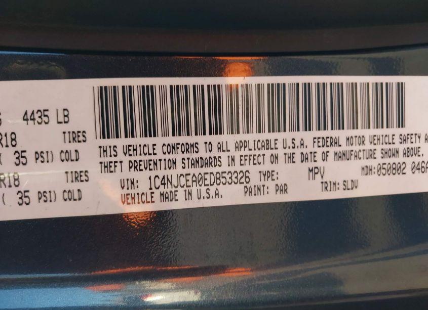 Photo 9 of 2014 Jeep Compass HIGH ALTITUDE (VIN 1C4NJCEA0ED853326)