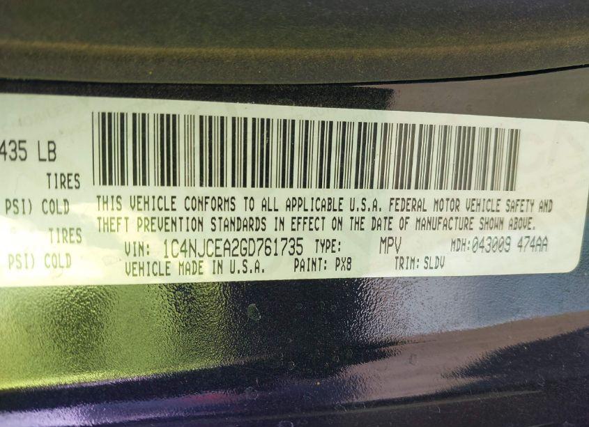 Photo 9 of 2016 Jeep Compass HIGH ALTITUDE EDITION (VIN 1C4NJCEA2GD761735)