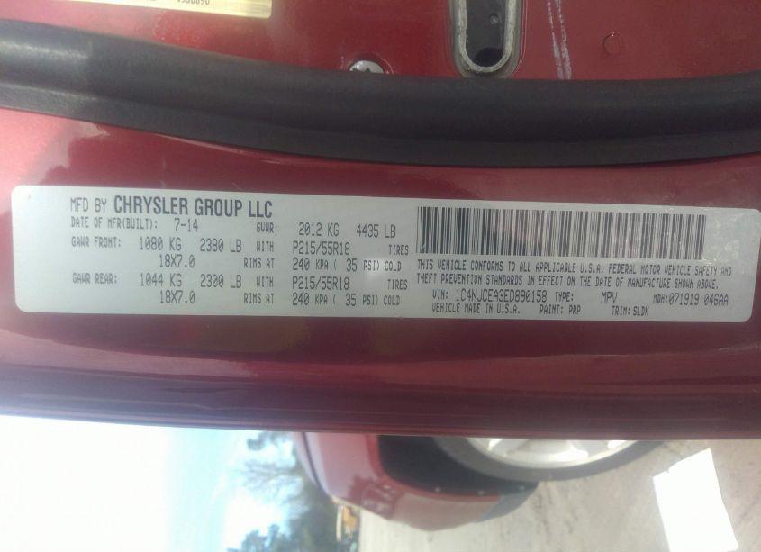 Photo 9 of 2014 Jeep Compass LATITUDE (VIN 1C4NJCEA3ED890158)