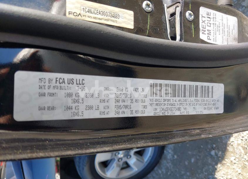 Photo 9 of 2016 Jeep Compass LATITUDE (VIN 1C4NJCEA3GD734883)