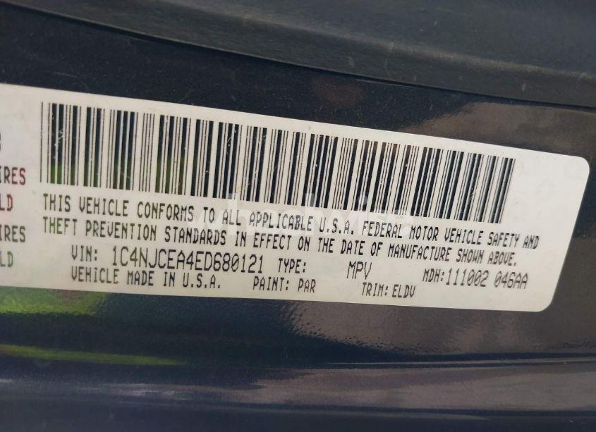 Photo 9 of 2014 Jeep Compass HIGH ALTITUDE (VIN 1C4NJCEA4ED680121)