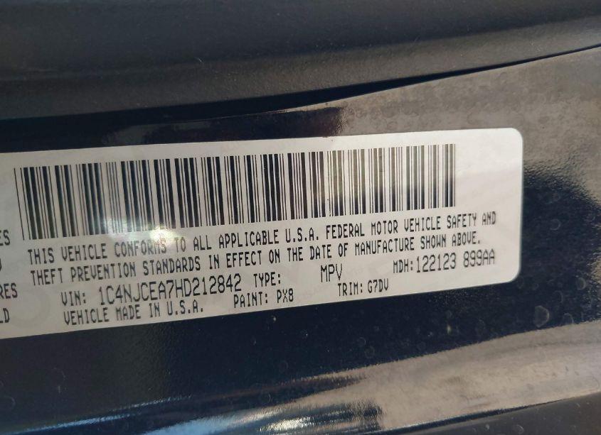 Photo 9 of 2017 Jeep Compass LATITUDE FWD (VIN 1C4NJCEA7HD212842)