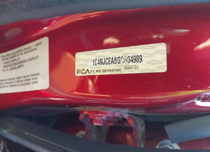 Photo 9 of 2016 Jeep Compass HIGH ALTITUDE EDITION (VIN 1C4NJCEA8GD804989)