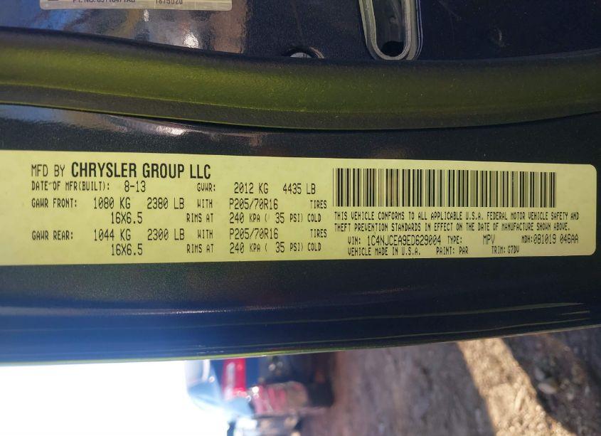 Photo 9 of 2014 Jeep Compass LATITUDE (VIN 1C4NJCEA9ED629004)