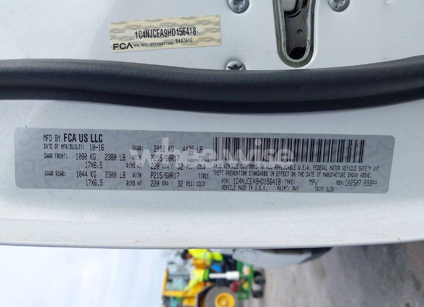 Photo 9 of 2017 Jeep Compass HIGH ALTITUDE FWD (VIN 1C4NJCEA9HD156418)