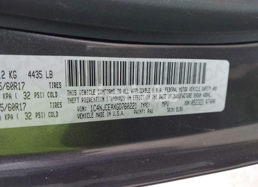 Photo 9 of 2016 Jeep Compass HIGH ALTITUDE EDITION (VIN 1C4NJCEAXGD760221)