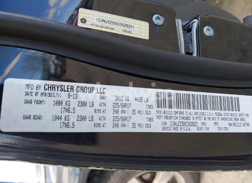 Photo 9 of 2014 Jeep Compass LATITUDE (VIN 1C4NJCEB0ED628221)