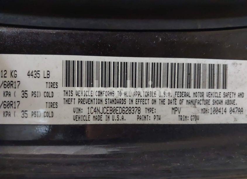 Photo 9 of 2014 Jeep Compass LATITUDE (VIN 1C4NJCEB0ED628378)