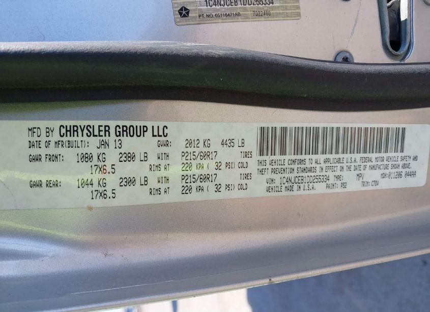 Photo 9 of 2013 Jeep Compass LATITUDE (VIN 1C4NJCEB1DD255334)