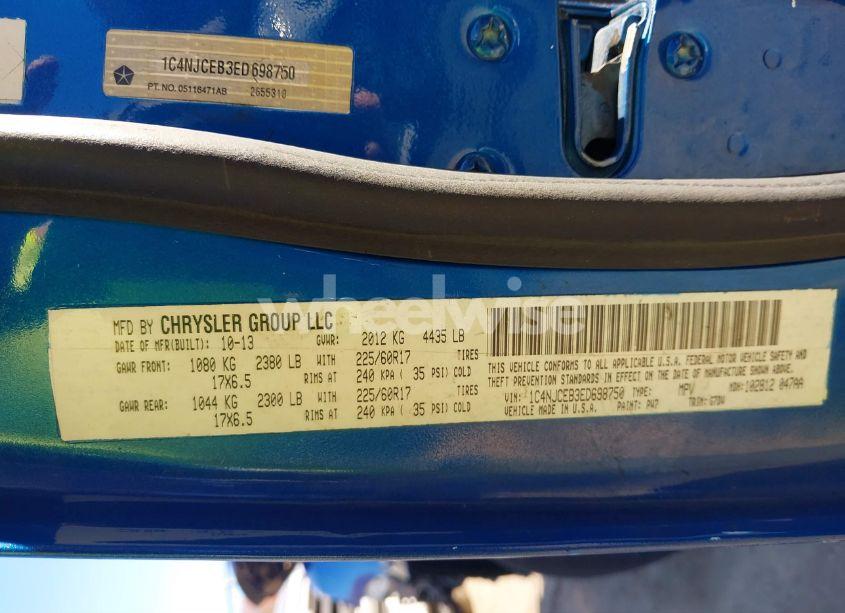 Photo 9 of 2014 Jeep Compass LATITUDE (VIN 1C4NJCEB3ED698750)