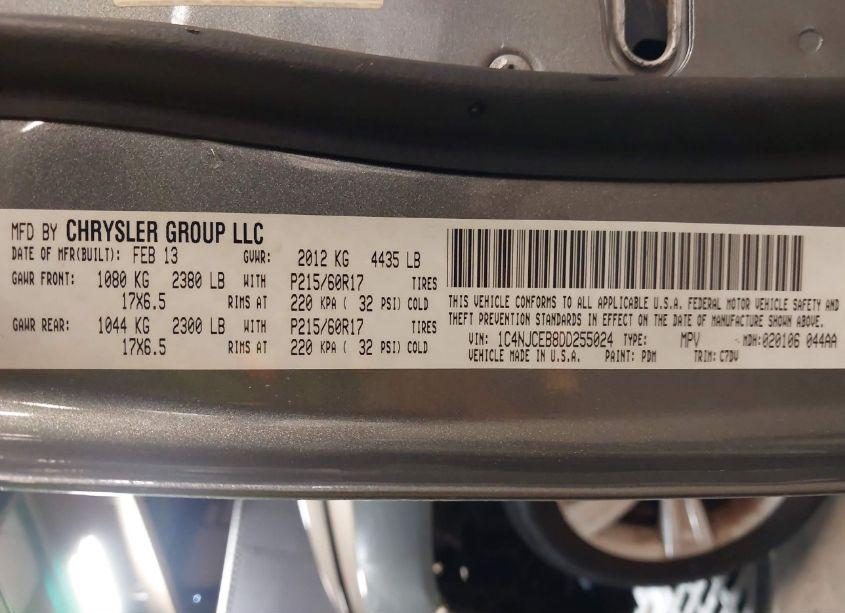 Photo 9 of 2013 Jeep Compass LATITUDE (VIN 1C4NJCEB8DD255024)