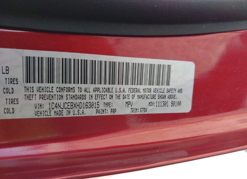 Photo 9 of 2017 Jeep Compass LATITUDE FWD (VIN 1C4NJCEBXHD163015)