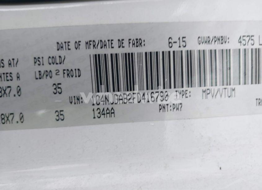 Photo 9 of 2015 Jeep Compass SPORT/NORTH (VIN 1C4NJDAB2FD416790)