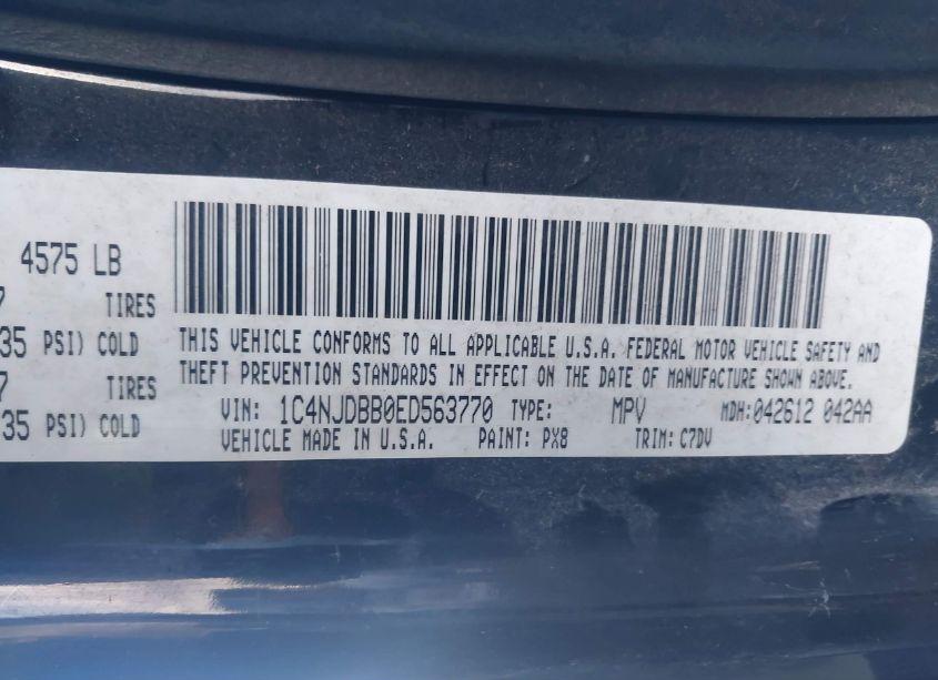 Photo 9 of 2014 Jeep Compass SPORT (VIN 1C4NJDBB0ED563770)