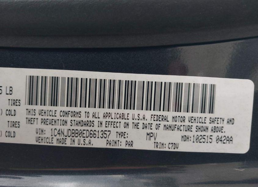 Photo 9 of 2014 Jeep Compass SPORT (VIN 1C4NJDBB0ED661357)