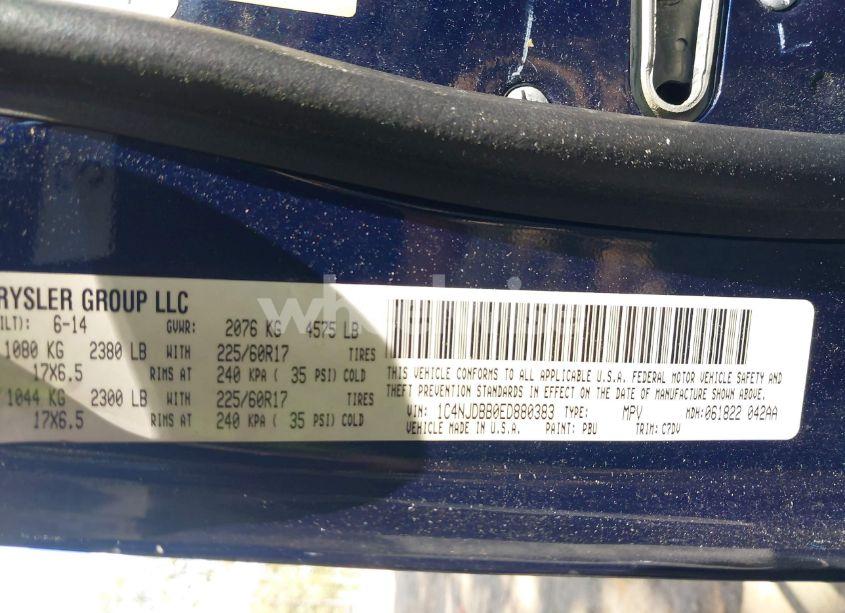 Photo 9 of 2014 Jeep Compass SPORT (VIN 1C4NJDBB0ED880383)