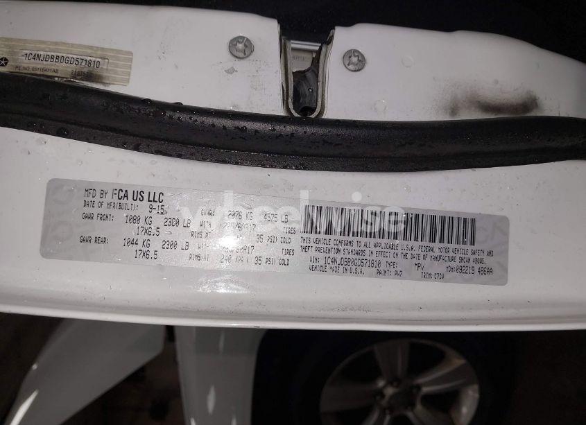 Photo 9 of 2016 Jeep Compass SPORT (VIN 1C4NJDBB0GD571810)