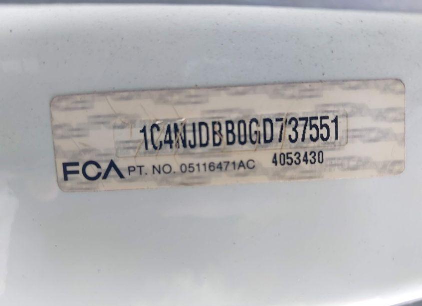 Photo 9 of 2016 Jeep Compass SPORT SE (VIN 1C4NJDBB0GD737551)