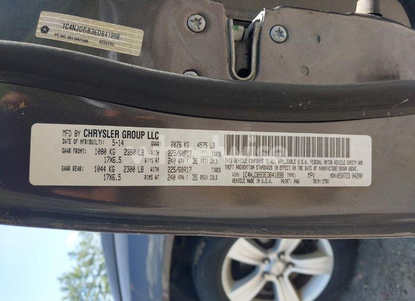 Photo 9 of 2014 Jeep Compass SPORT (VIN 1C4NJDBB3ED841898)