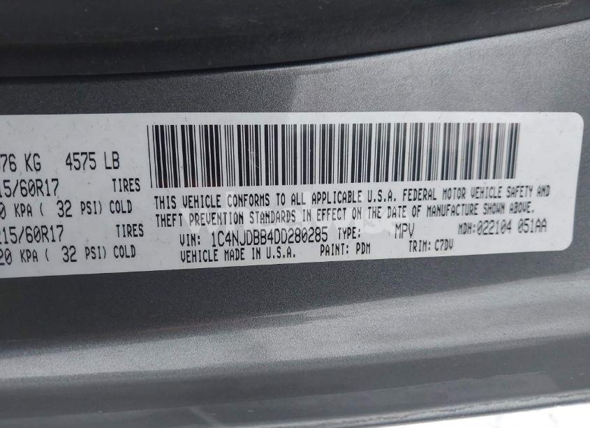 Photo 9 of 2013 Jeep Compass SPORT (VIN 1C4NJDBB4DD280285)