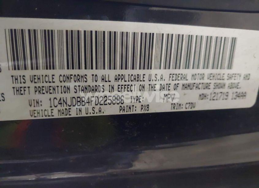 Photo 9 of 2015 Jeep Compass SPORT (VIN 1C4NJDBB4FD225886)