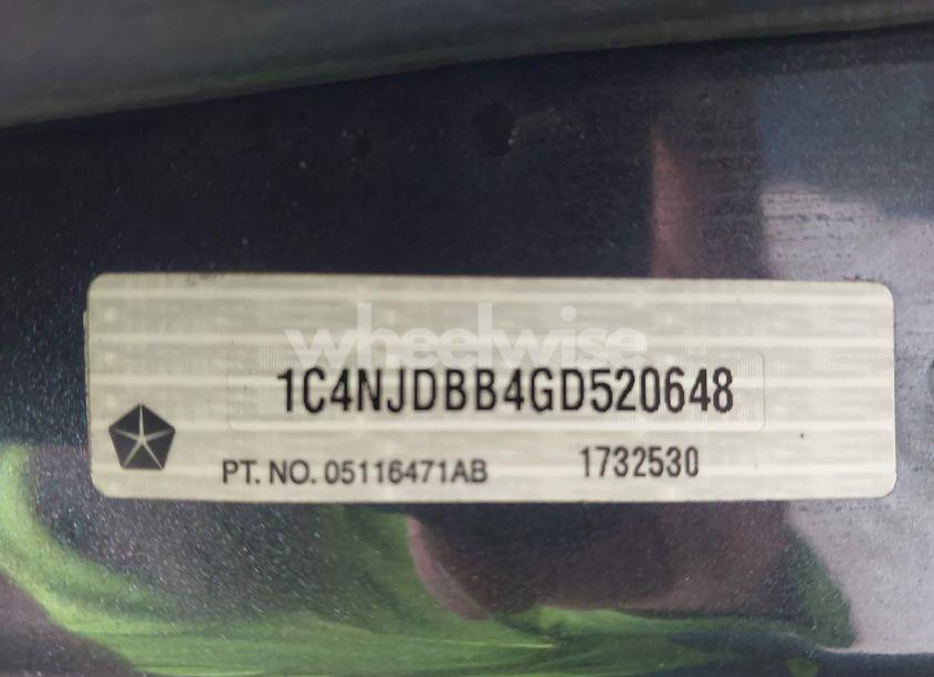 Photo 9 of 2016 Jeep Compass SPORT (VIN 1C4NJDBB4GD520648)