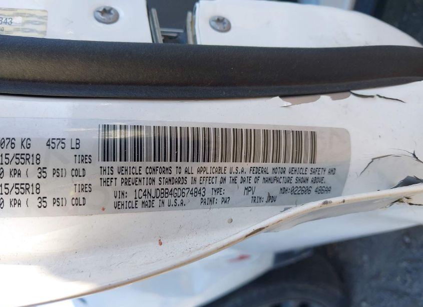 Photo 9 of 2016 Jeep Compass 75TH ANNIVERSARY (VIN 1C4NJDBB4GD674843)