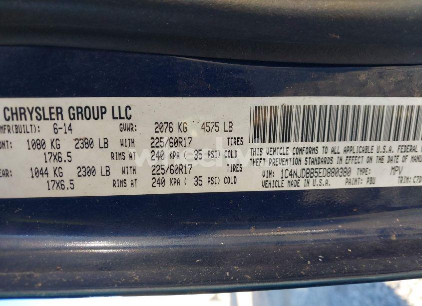 Photo 9 of 2014 Jeep Compass SPORT (VIN 1C4NJDBB5ED880380)