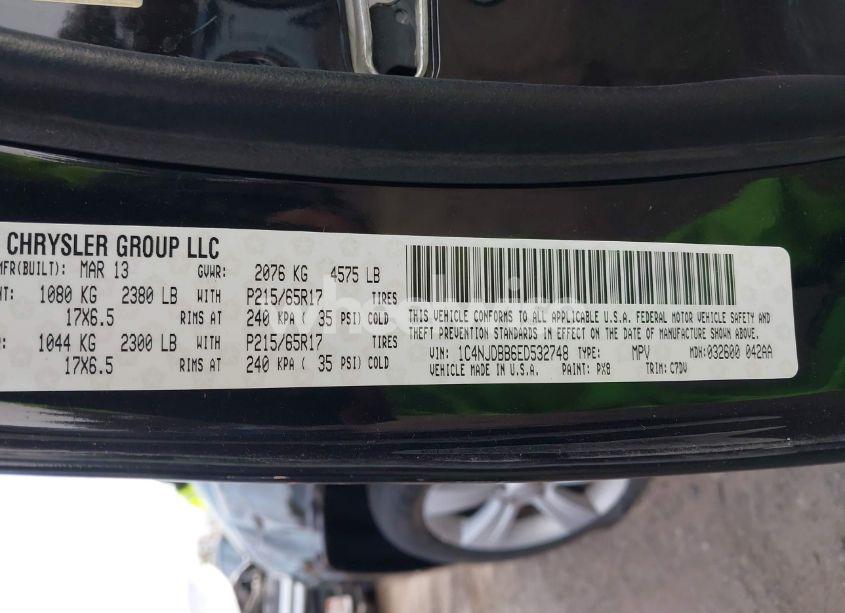 Photo 9 of 2014 Jeep Compass SPORT (VIN 1C4NJDBB6ED532748)