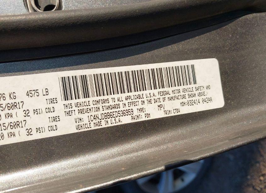 Photo 9 of 2014 Jeep Compass SPORT (VIN 1C4NJDBB6ED536959)