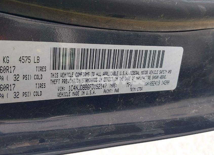 Photo 9 of 2015 Jeep Compass SPORT (VIN 1C4NJDBB6FD152147)