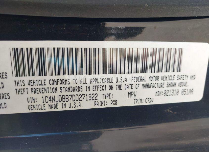 Photo 9 of 2013 Jeep Compass SPORT (VIN 1C4NJDBB7DD271922)