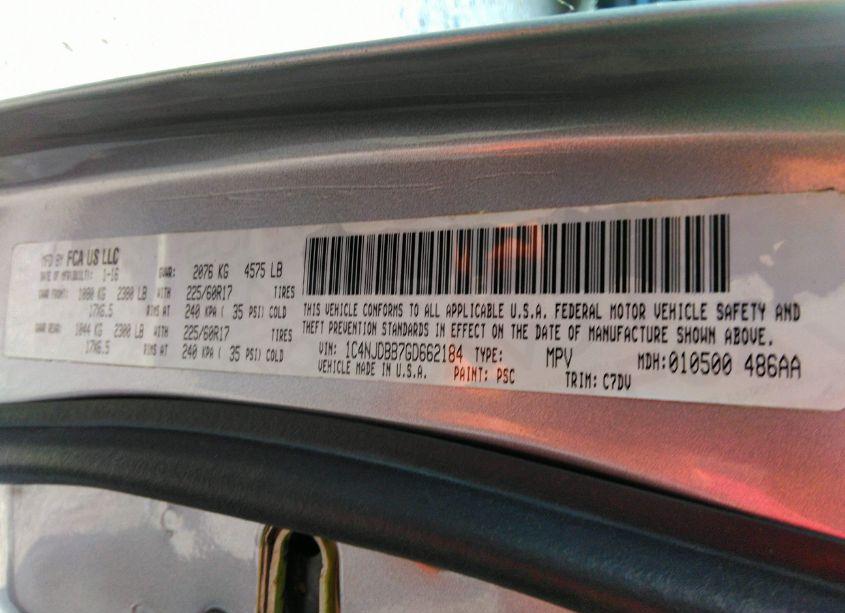 Photo 9 of 2016 Jeep Compass SPORT (VIN 1C4NJDBB7GD662184)