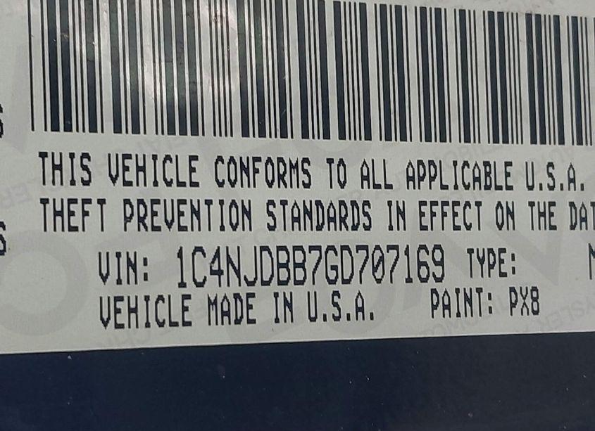 Photo 9 of 2016 Jeep Compass 75TH ANNIVERSARY (VIN 1C4NJDBB7GD707169)