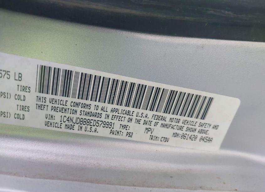 Photo 9 of 2014 Jeep Compass SPORT (VIN 1C4NJDBB8ED579991)