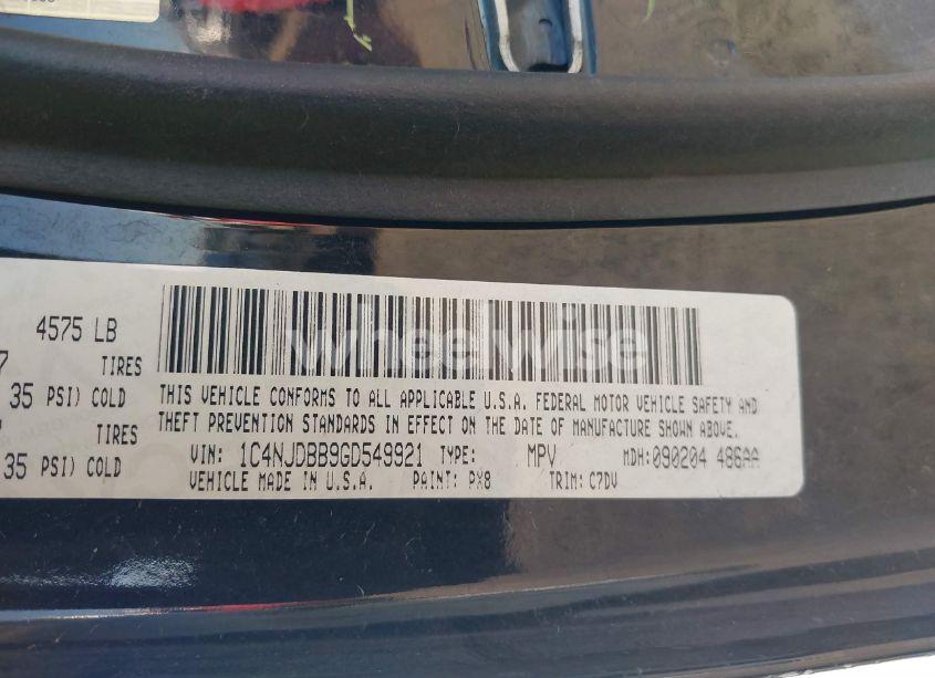 Photo 9 of 2016 Jeep Compass SPORT (VIN 1C4NJDBB9GD549921)