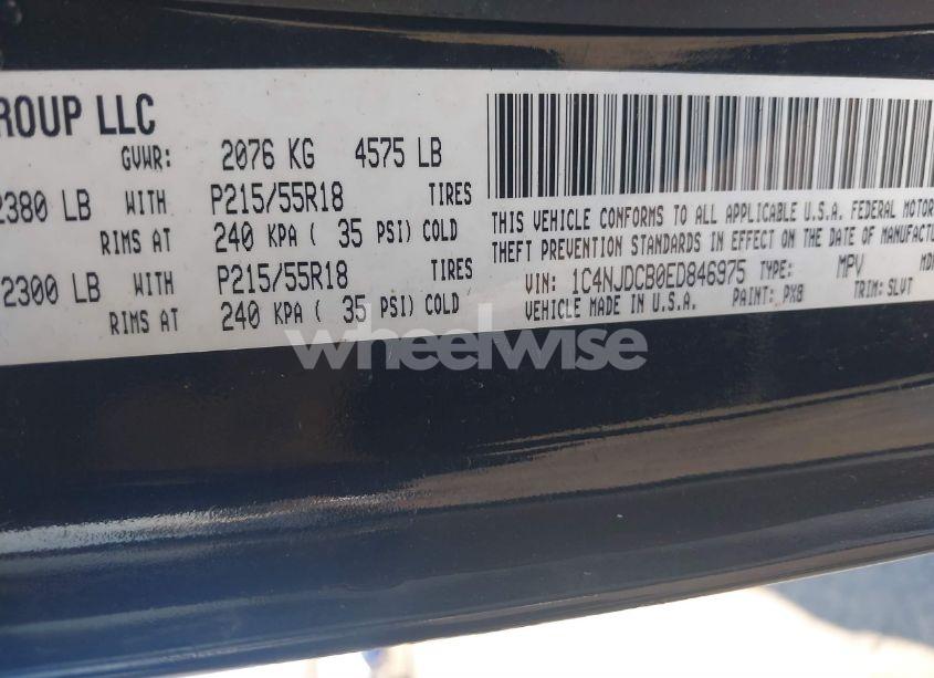 Photo 9 of 2014 Jeep Compass LIMITED (VIN 1C4NJDCB0ED846975)