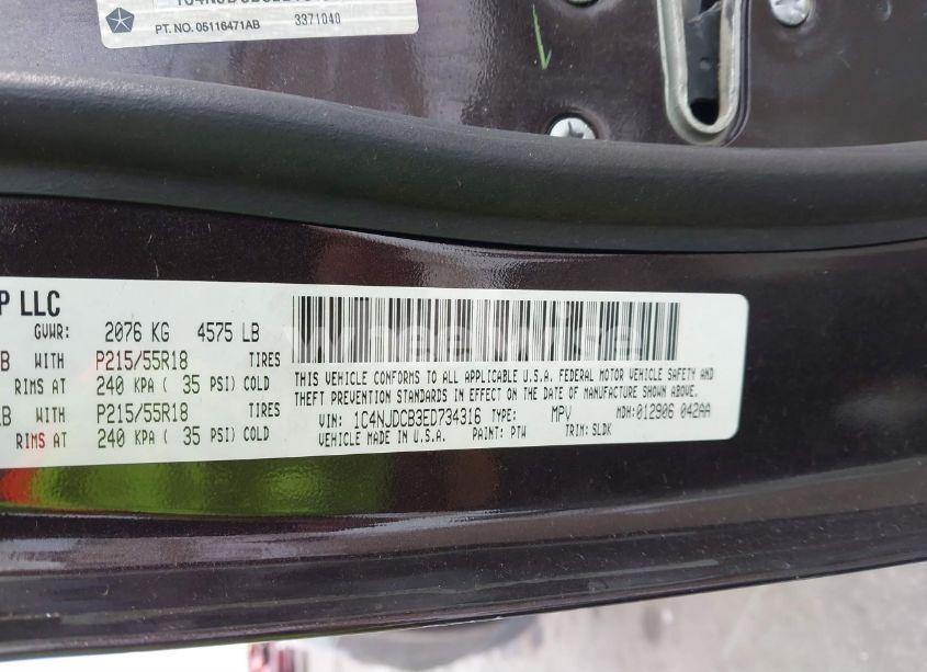 Photo 9 of 2014 Jeep Compass LIMITED (VIN 1C4NJDCB3ED734316)