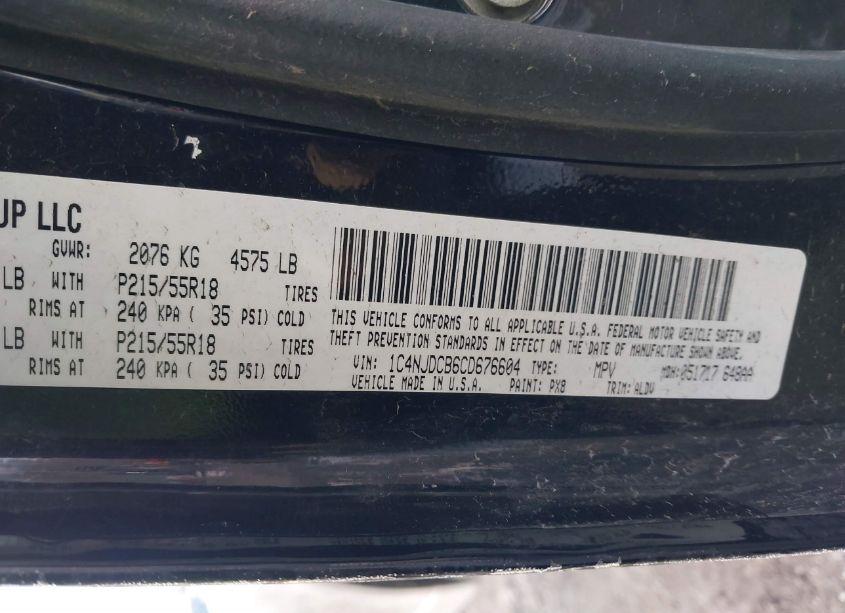 Photo 9 of 2012 Jeep Compass LIMITED (VIN 1C4NJDCB6CD676604)
