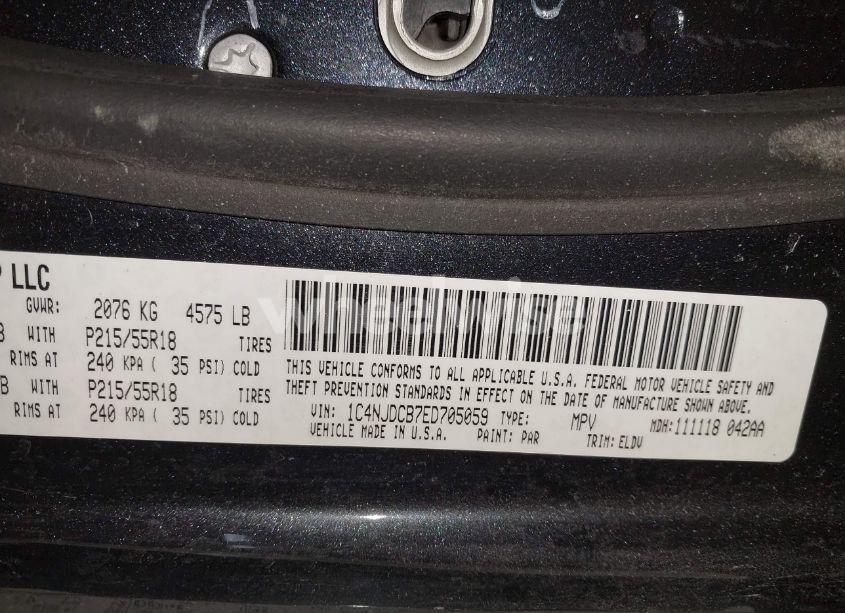 Photo 9 of 2014 Jeep Compass LIMITED (VIN 1C4NJDCB7ED705059)