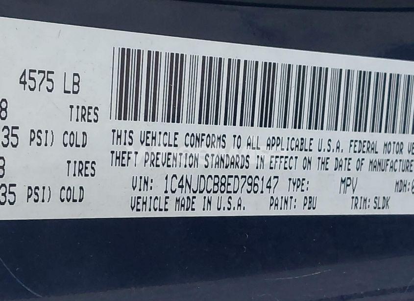 Photo 9 of 2014 Jeep Compass LIMITED (VIN 1C4NJDCB8ED796147)