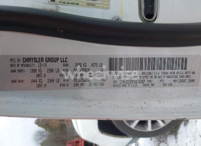 Photo 9 of 2015 Jeep Compass LIMITED (VIN 1C4NJDCB9FD216387)