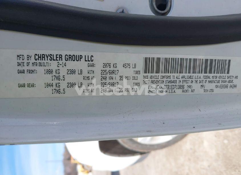 Photo 9 of 2014 Jeep Compass LATITUDE (VIN 1C4NJDEB1ED713896)